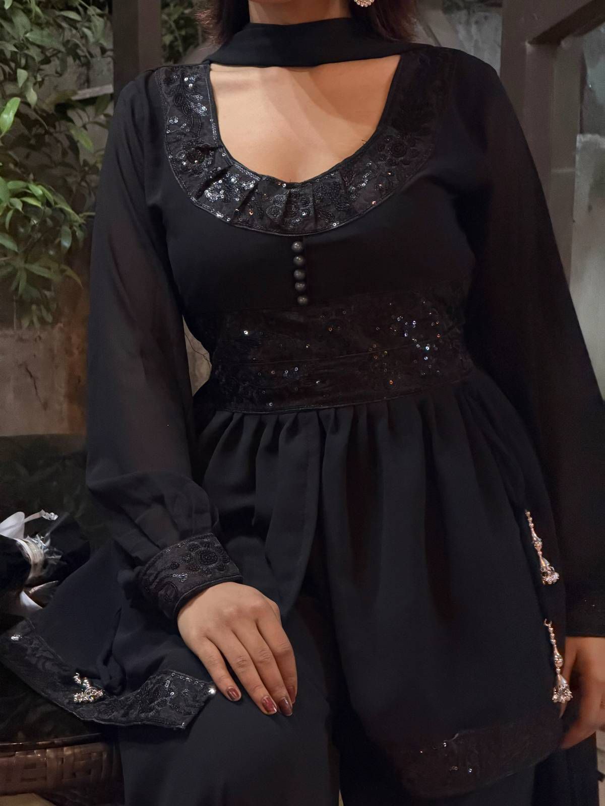 Georgette Sequence Three Piece