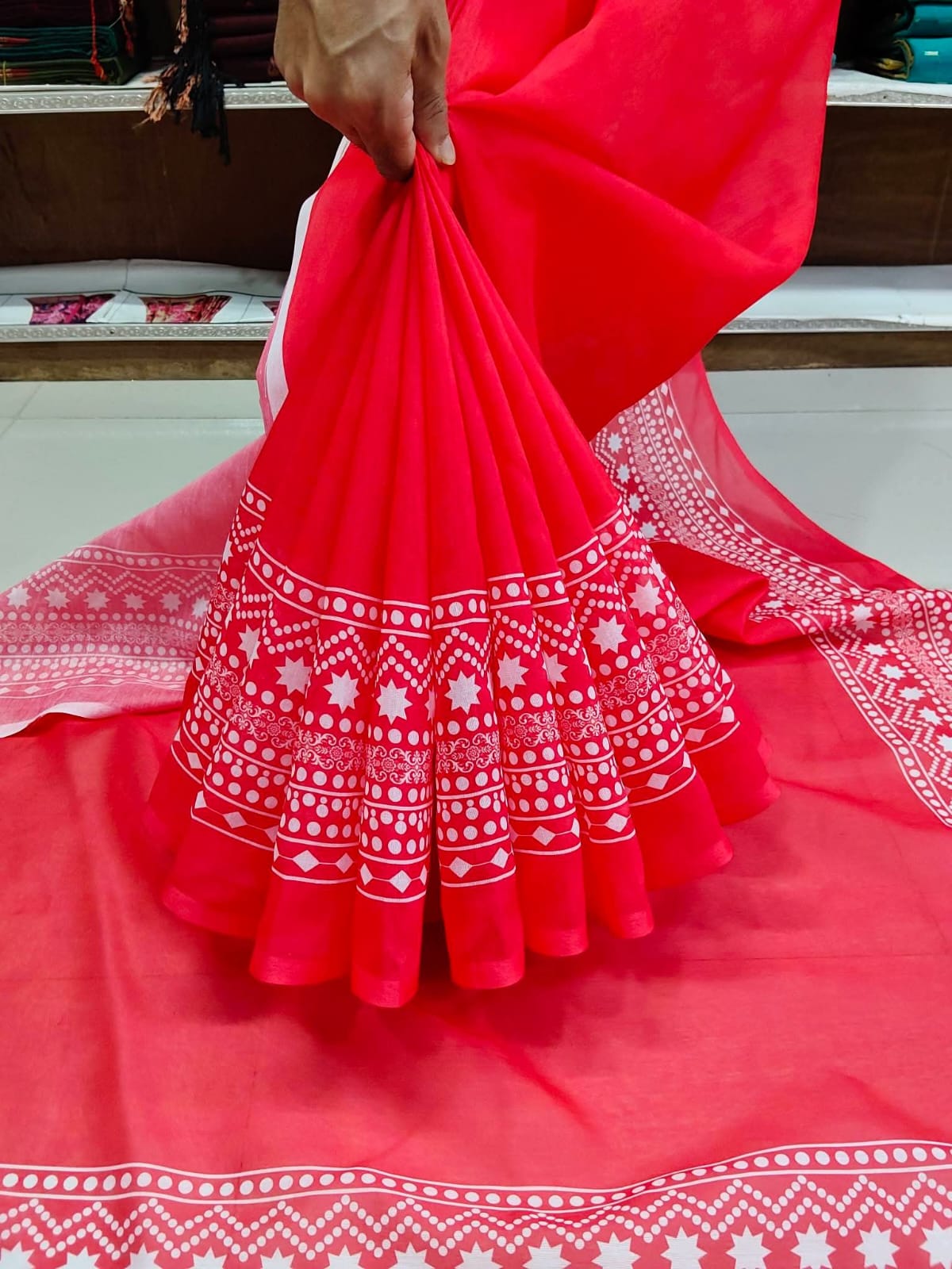 Chanderi silk sharee with blause pcs ছবি 4