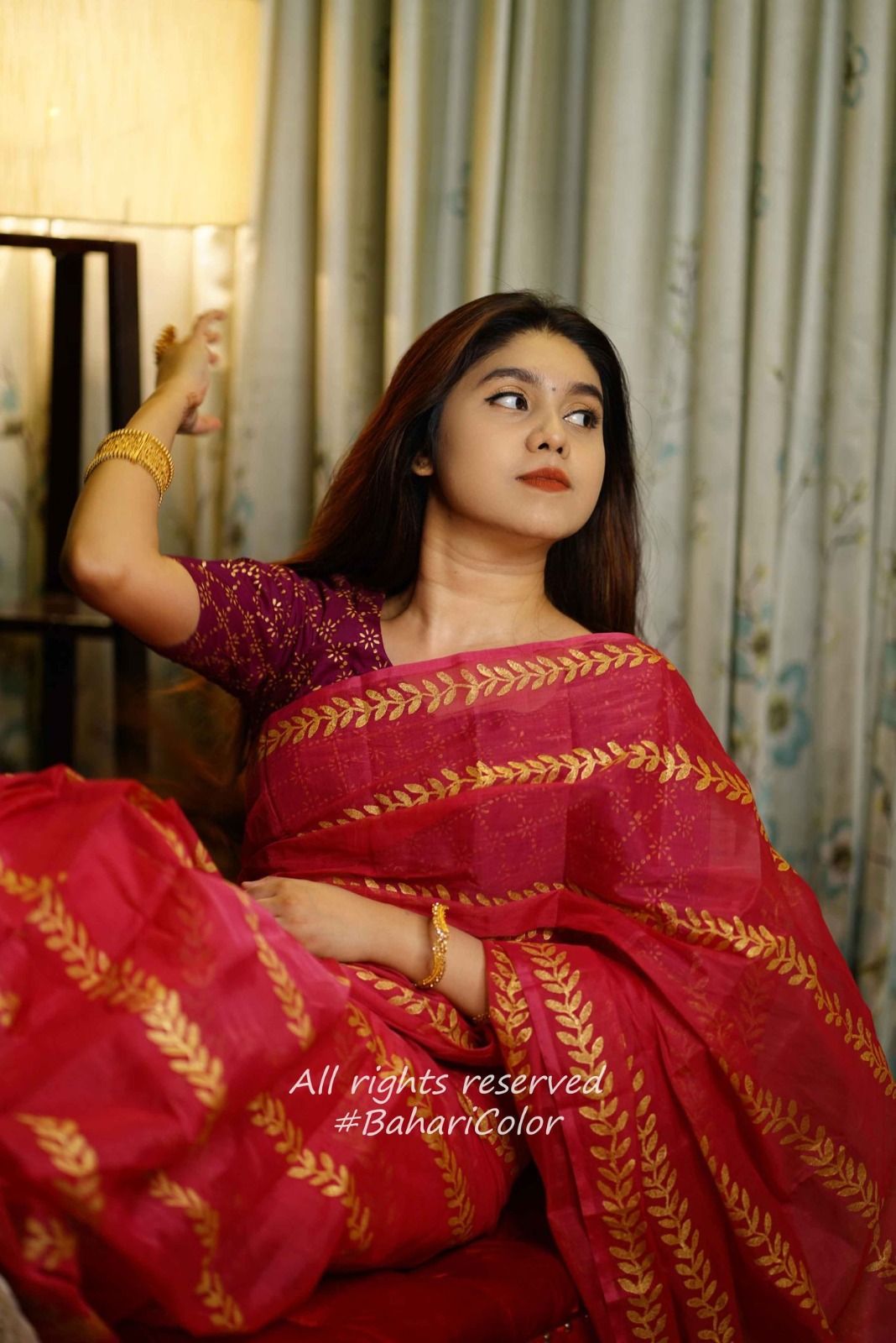 Block Print Sharee with Blouse Piece ছবি 6