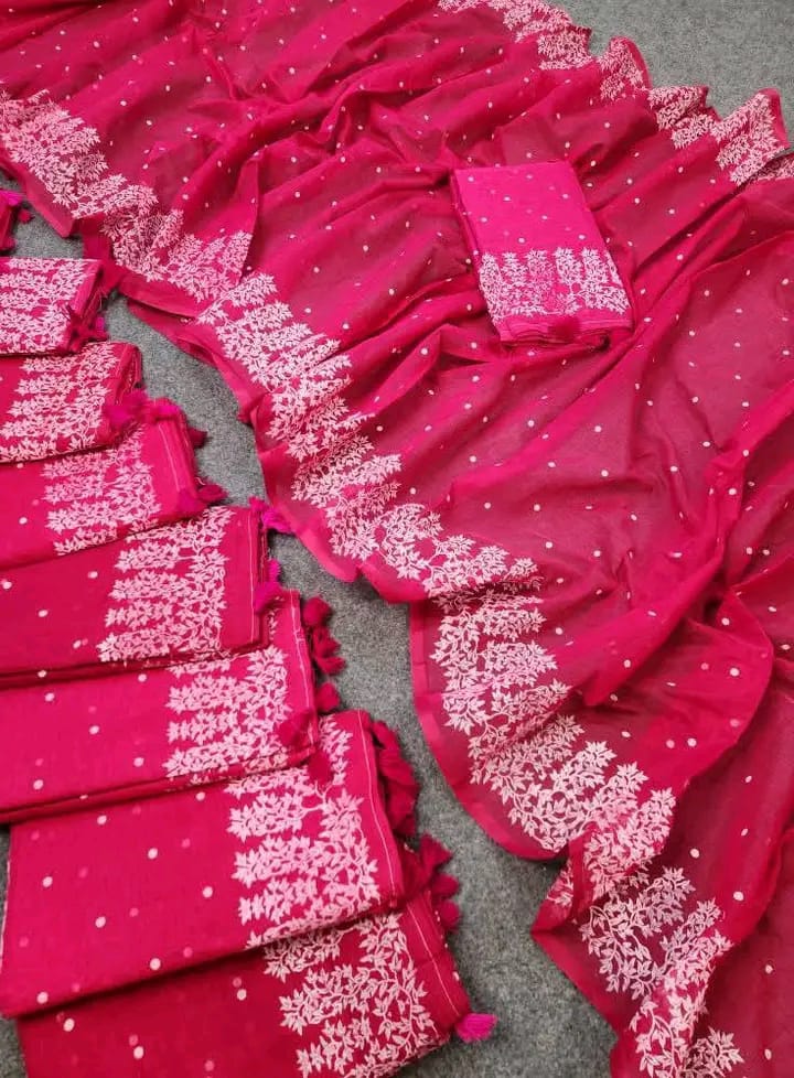 Half silk block print sharee ছবি 6