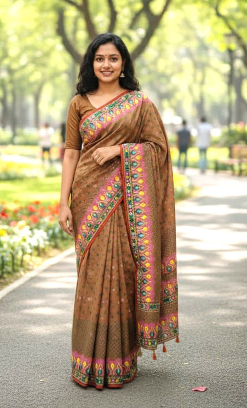 Premium Silk Boutique Skin Print Shari ছবি 4