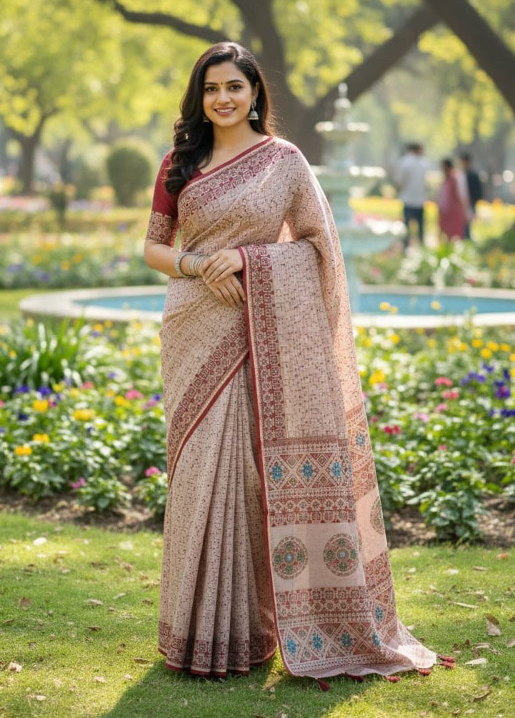 Premium Silk Boutique Skin Print Shari