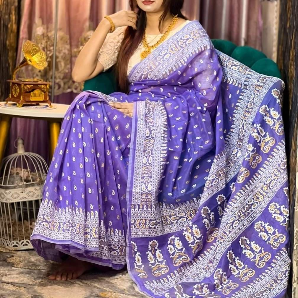 Half Silk Handprited Sarees ছবি 13