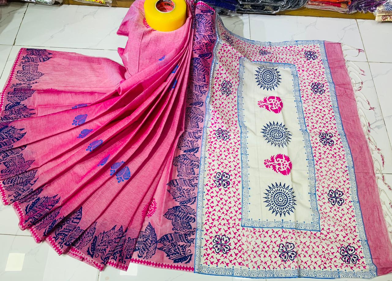সুতি ব্লক প্রিন্ট শাড়ী ছবি 7