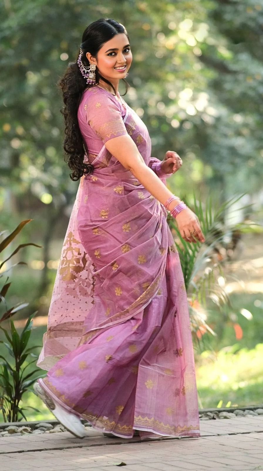 Semi Moslin Sharee with Blouse Piece ছবি 9