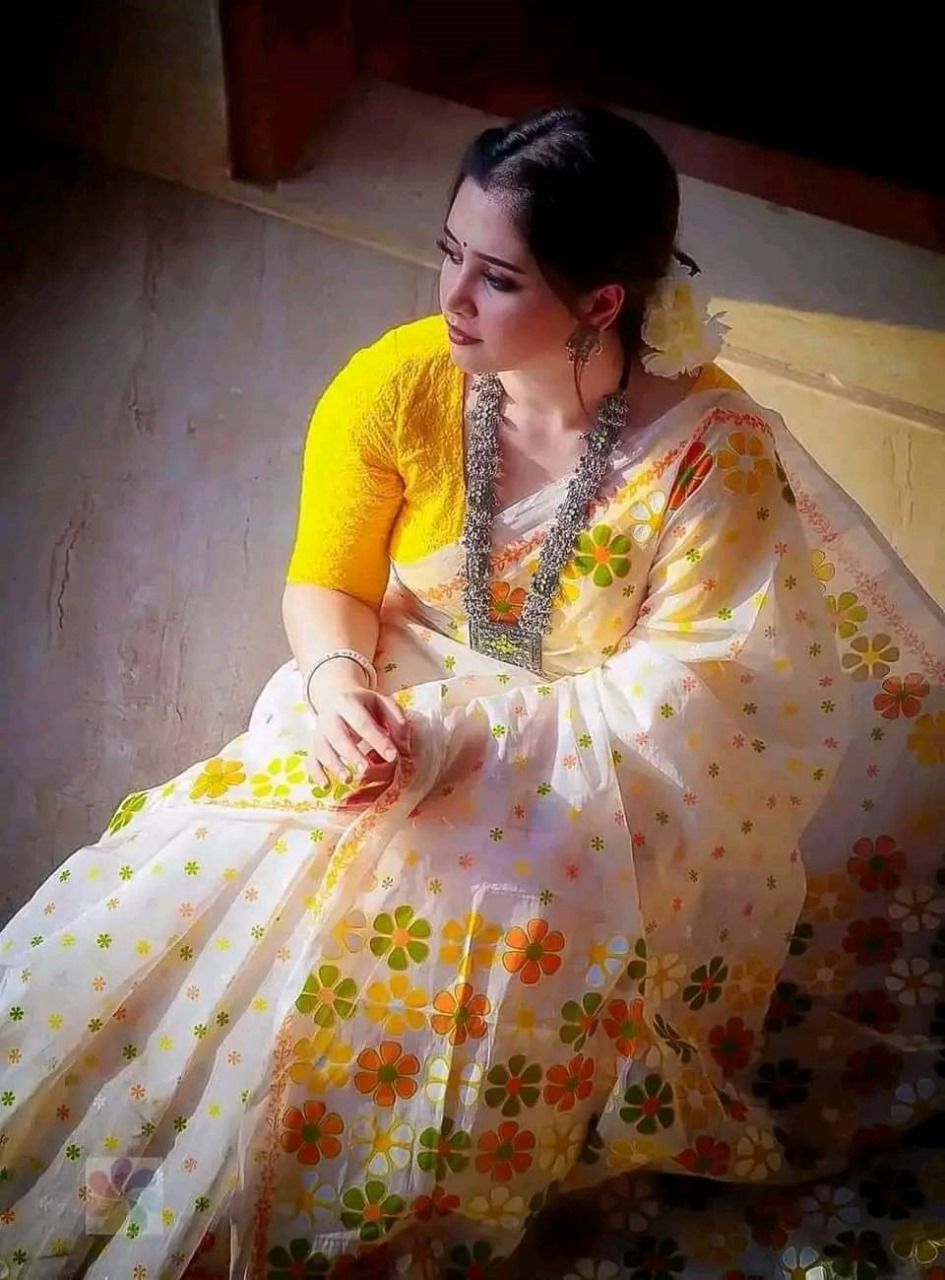 হাফ সিল্ক স্কিন প্রিন্ট শাড়ি ছবি 11