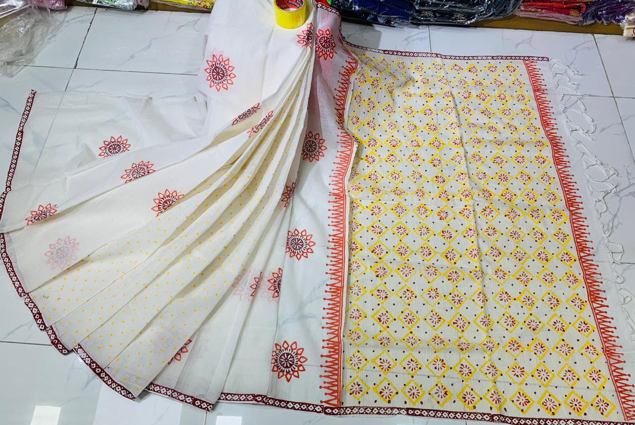 সুতি ব্লক প্রিন্ট শাড়ী ছবি 14