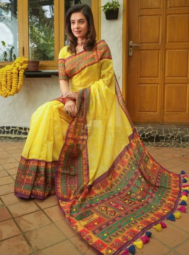 হাফ সিল্ক স্কিন প্রিন্ট শাড়ি ছবি 4