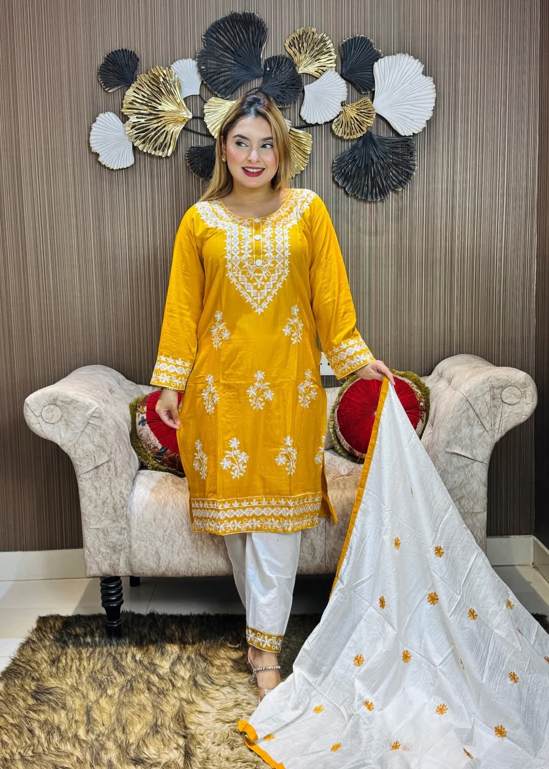 Embroidery Cotton Three Piece