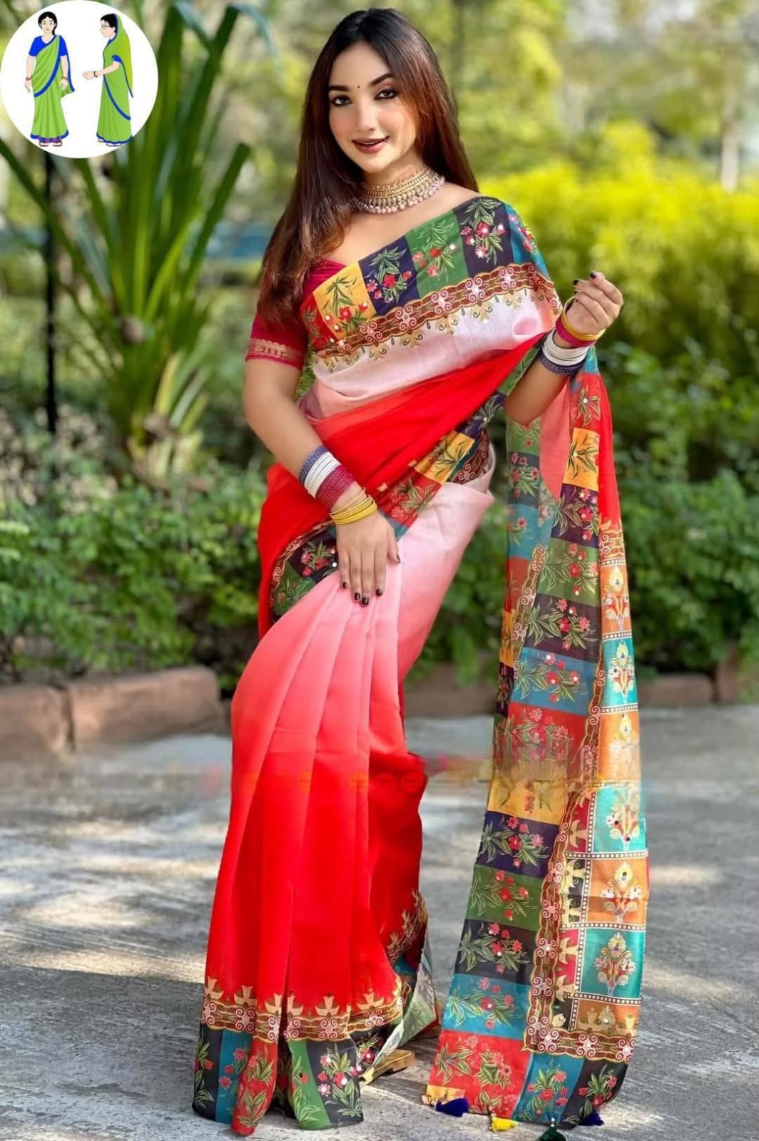 Stone and Digital Print Sharee with Blouse Piece ছবি 6