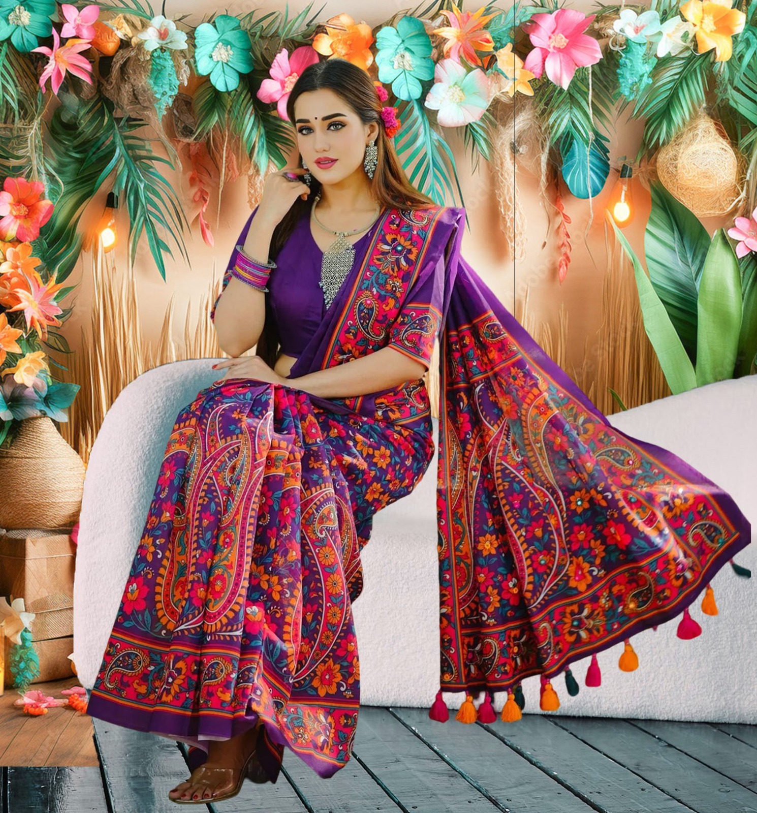 Digital Print Sharee with Blouse Piece ছবি 2