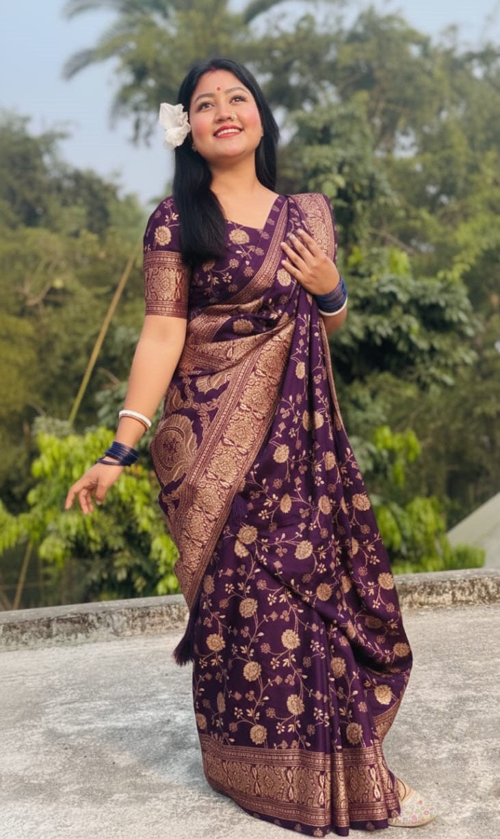 Japani Silk Sharee with Blouse Piece ছবি 11