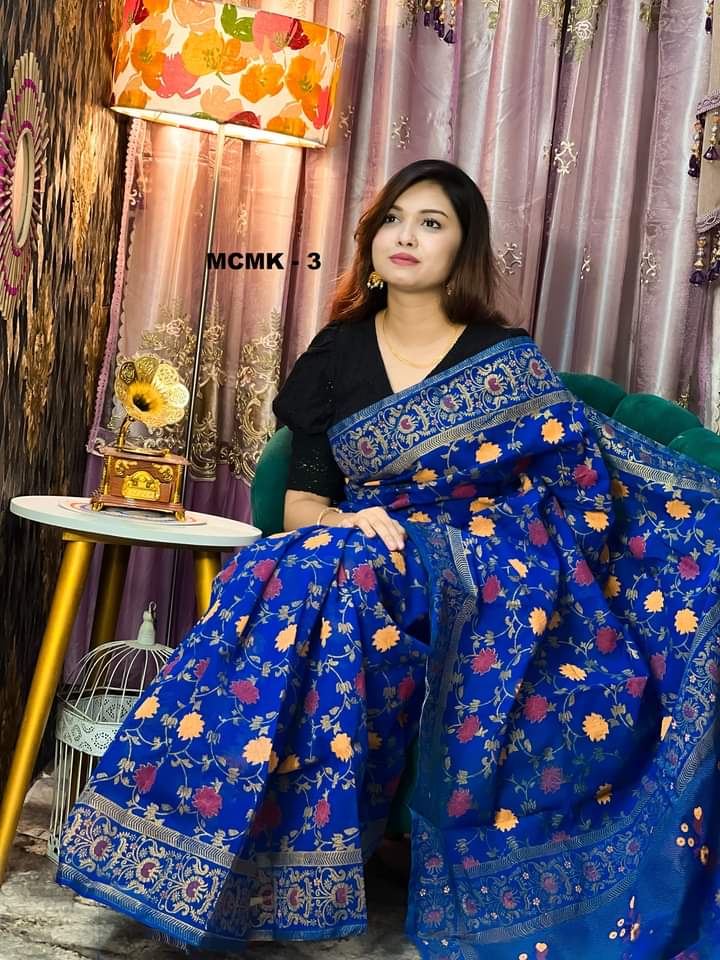 Half Silk Handprited Sarees ছবি 8