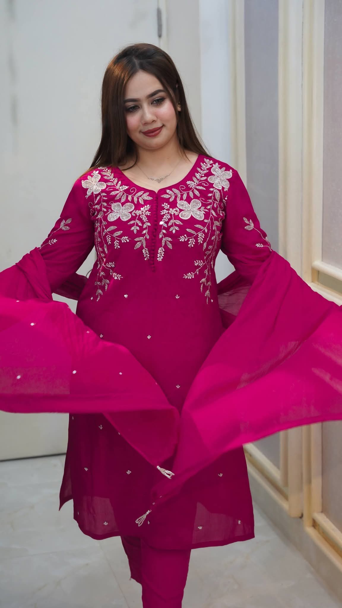 Rayon cotton dress full set Embroidery ছবি 3