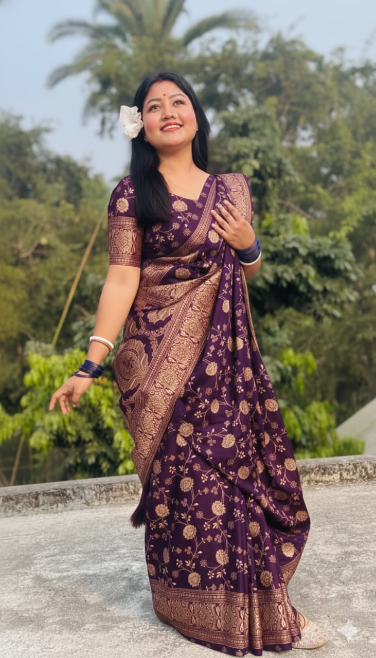 Japani Silk Skin Print Sharee with Blouse Piece ছবি 5