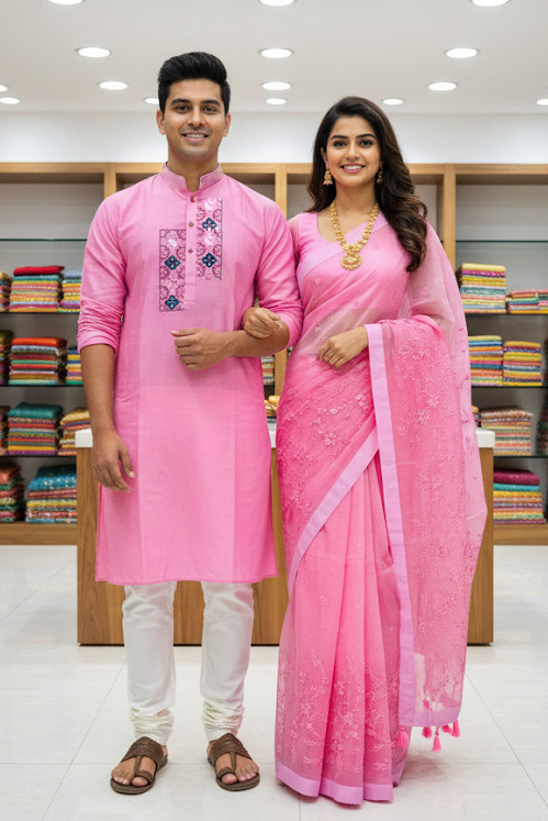 Premium Sharee Panjabi Couple Dress ছবি 10