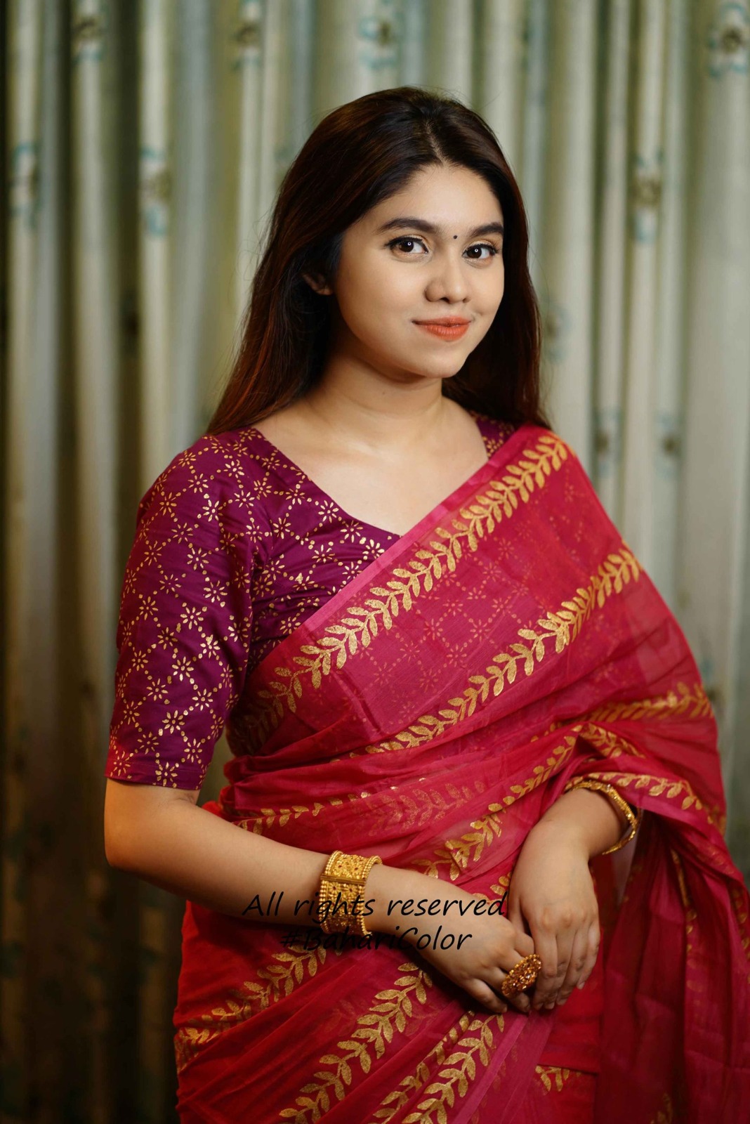 Block Print Sharee with Blouse Piece ছবি 8