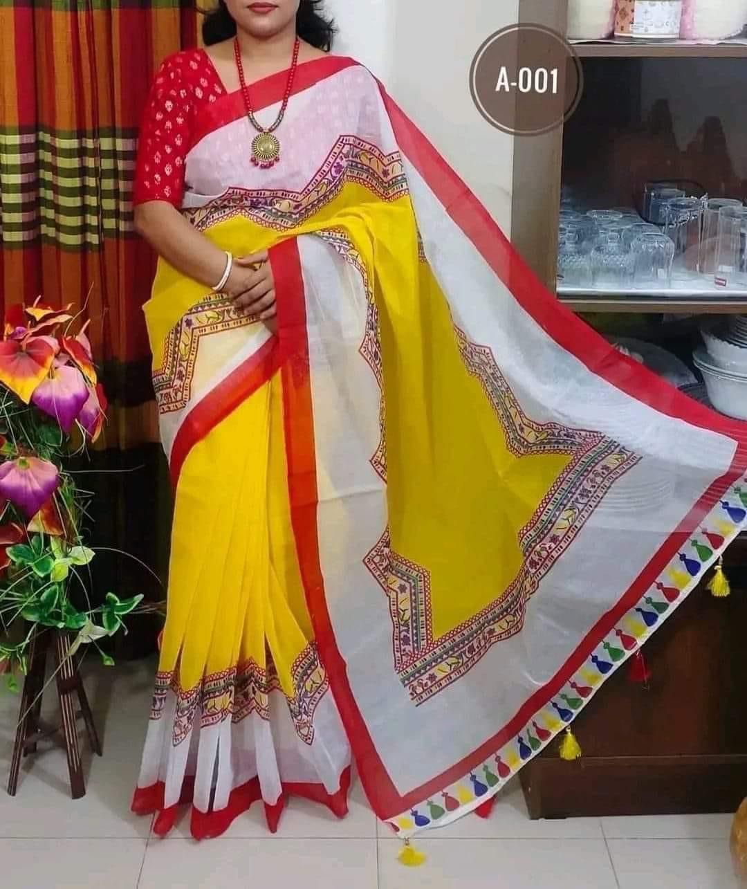 হাফ সিল্ক স্কিন প্রিন্ট শাড়ি ছবি 11