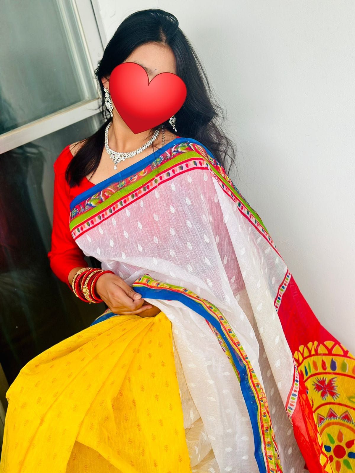 হাফ সিল্ক স্কিন প্রিন্ট শাড়ি ছবি 9