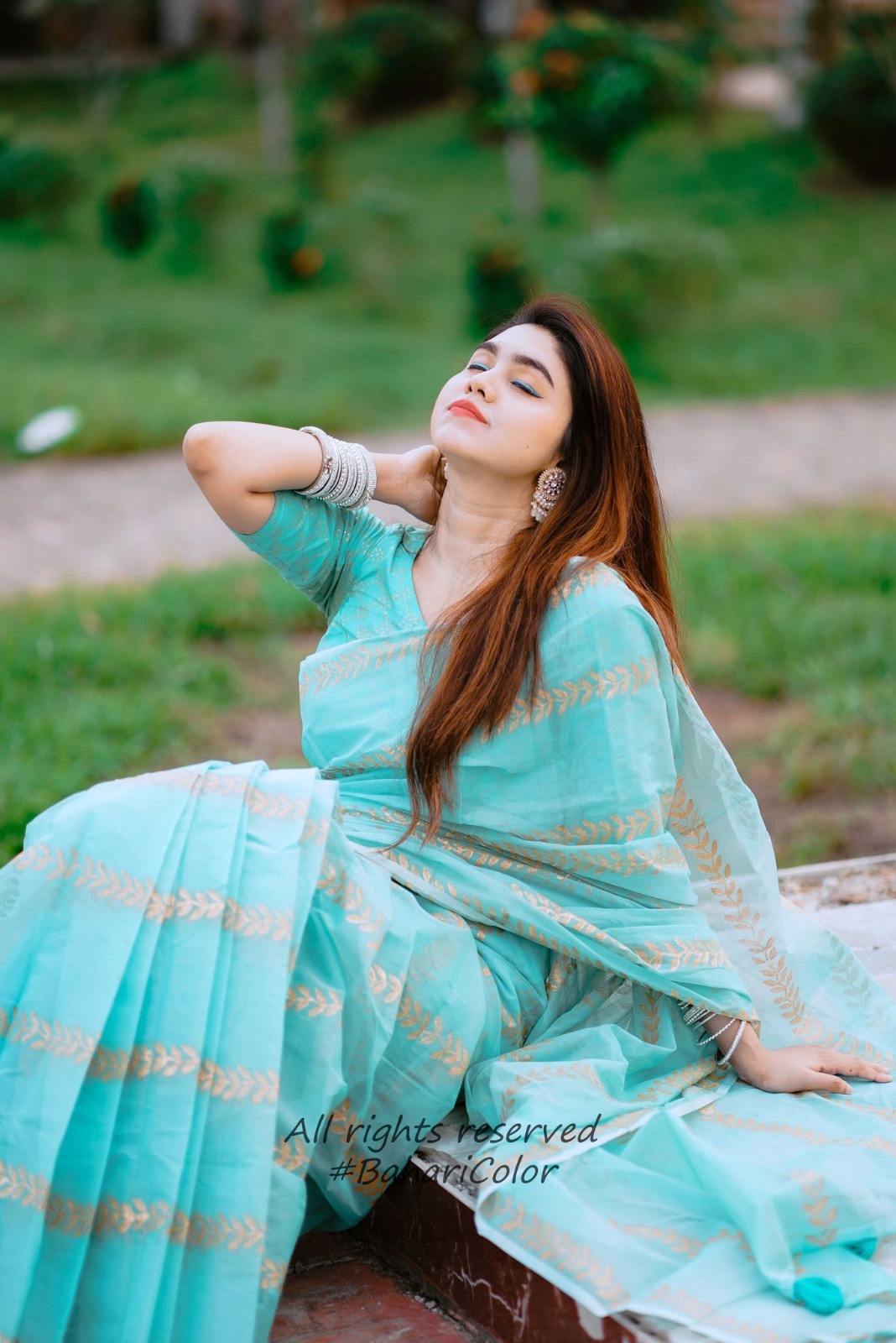 Block Print Sharee with Blouse Piece ছবি 15