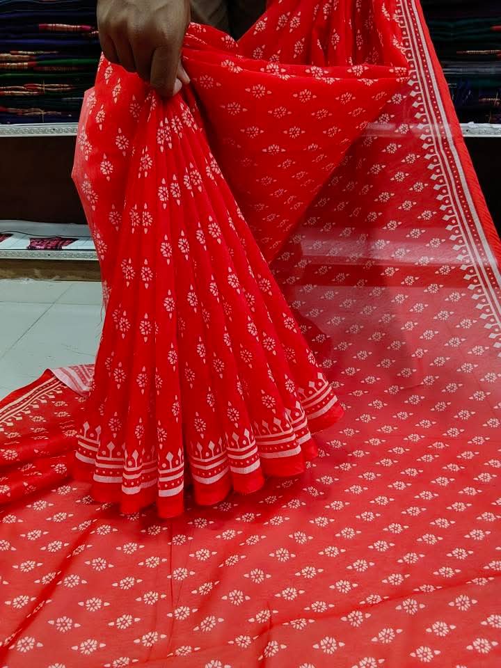 Chanderi silk sharee with blause pcs ছবি 3