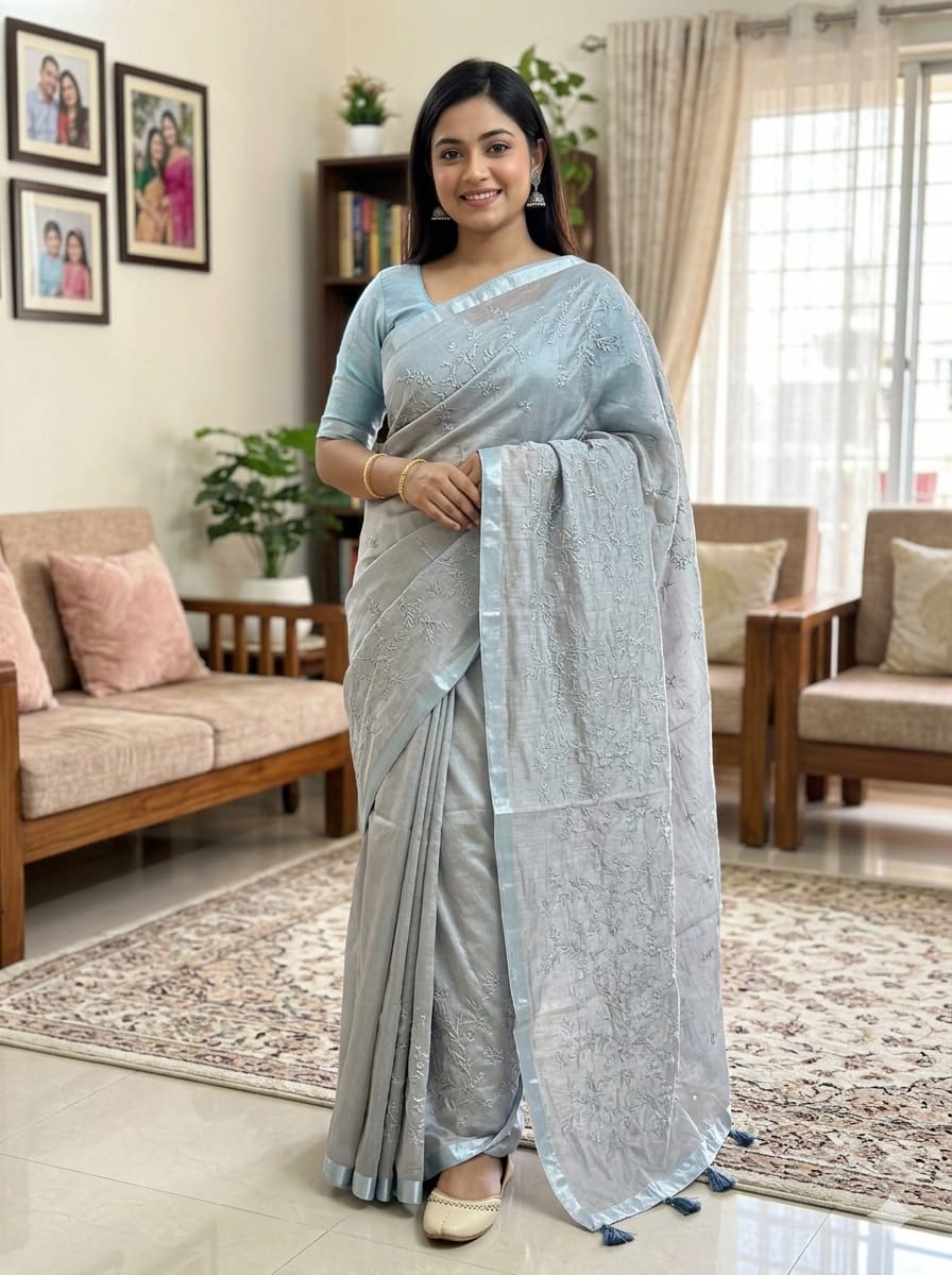 Embroidery Premium Half Silk Sharee ছবি 3