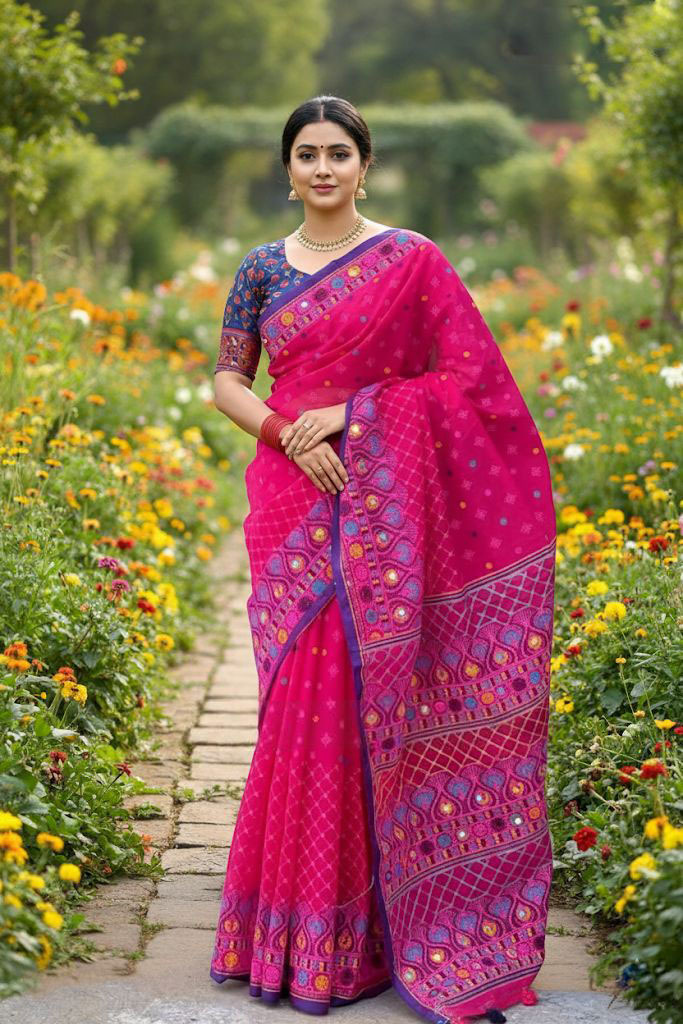 Premium Silk Boutique Skin Print Shari ছবি 11
