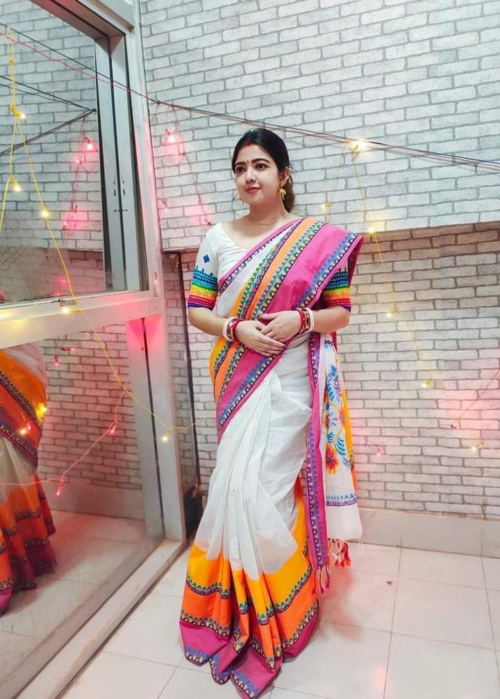হাফ সিল্ক স্কিন প্রিন্ট শাড়ি ছবি 13