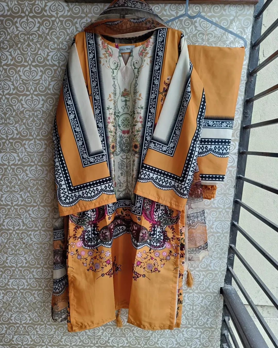 Ready Made Pure dubai silk  Digital  Print Three Piece ছবি 11