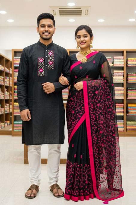Premium Sharee Panjabi Couple Dress ছবি 2