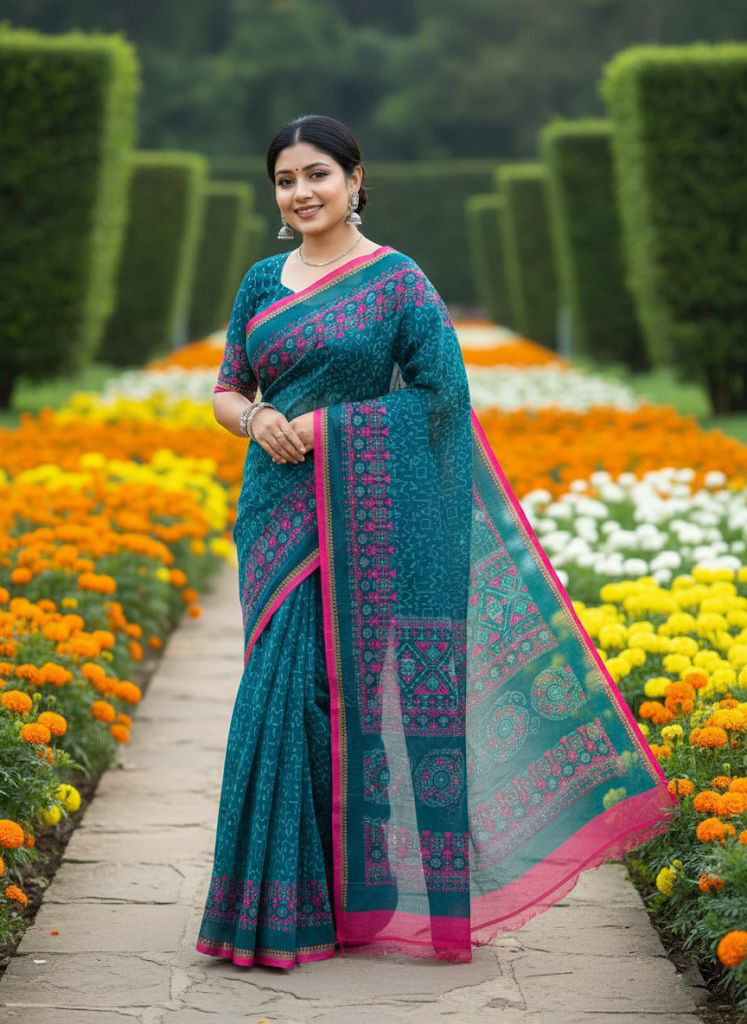 Premium Silk Boutique Skin Print Shari ছবি 10