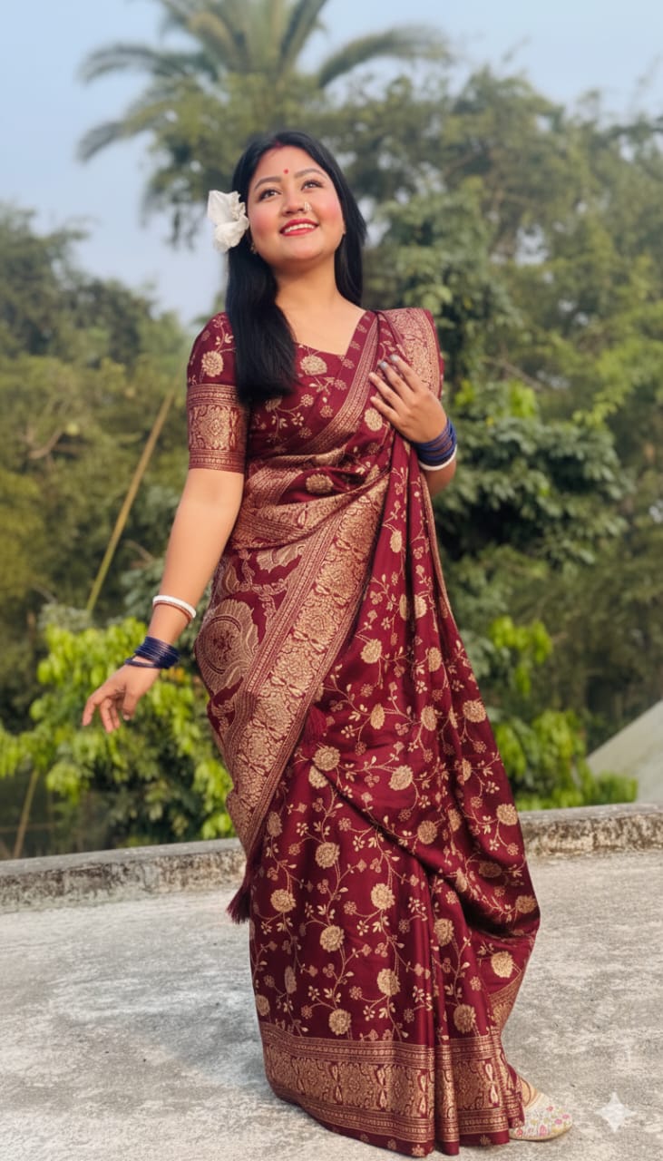 Japani Silk Skin Print Sharee with Blouse Piece ছবি 2