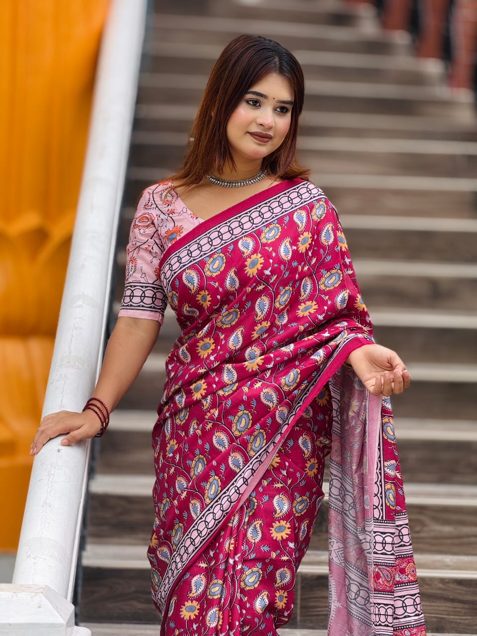 Digital Print sharee with blause pcs ছবি 3