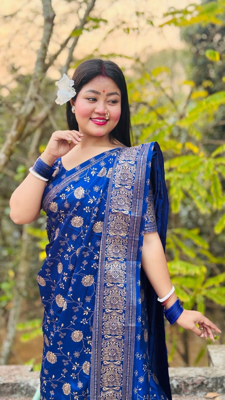 Japani Silk Skin Print Sharee with Blouse Piece