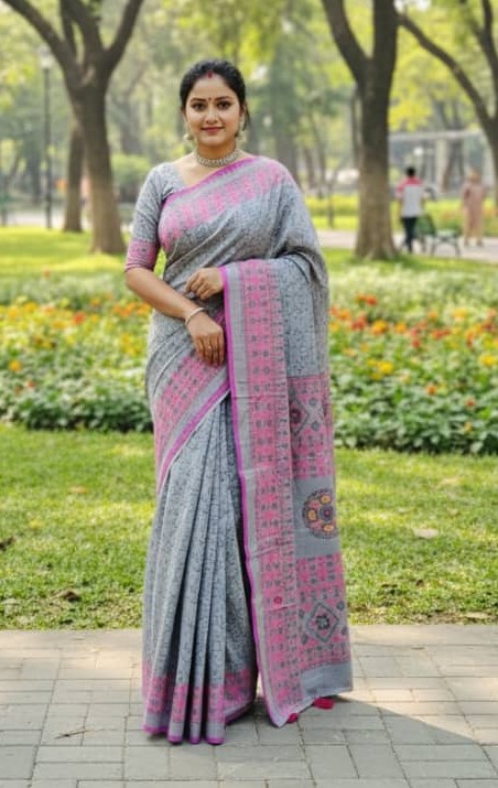 Premium Silk Boutique Skin Print Shari ছবি 18