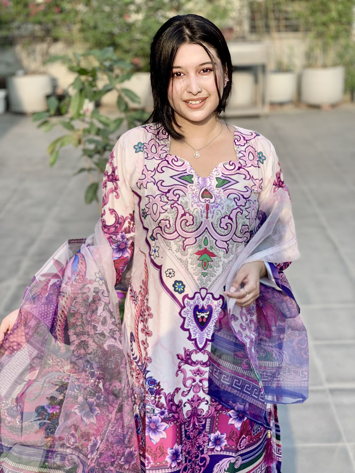 Ready Made Pure dubai silk  Digital  Print Three Piece ছবি 7