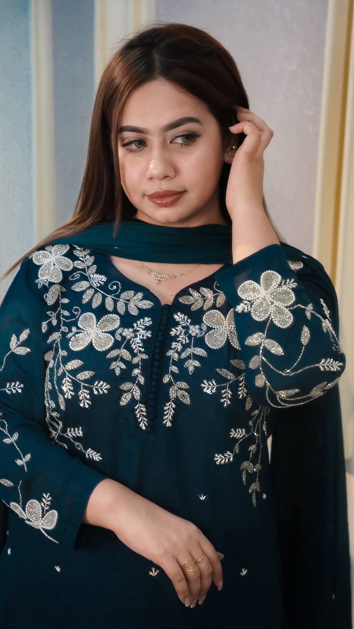 Rayon cotton dress full set Embroidery ছবি 5