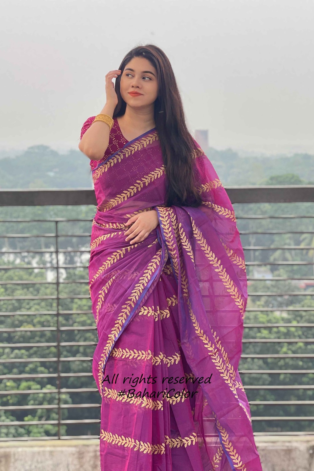 Block Print Sharee with Blouse Piece ছবি 10