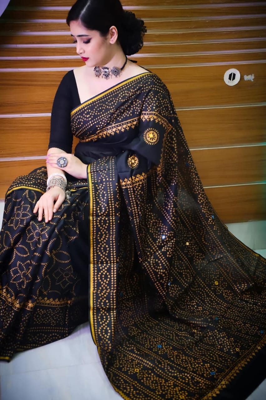 Block Print Reshmi Silk Sharee ছবি 3