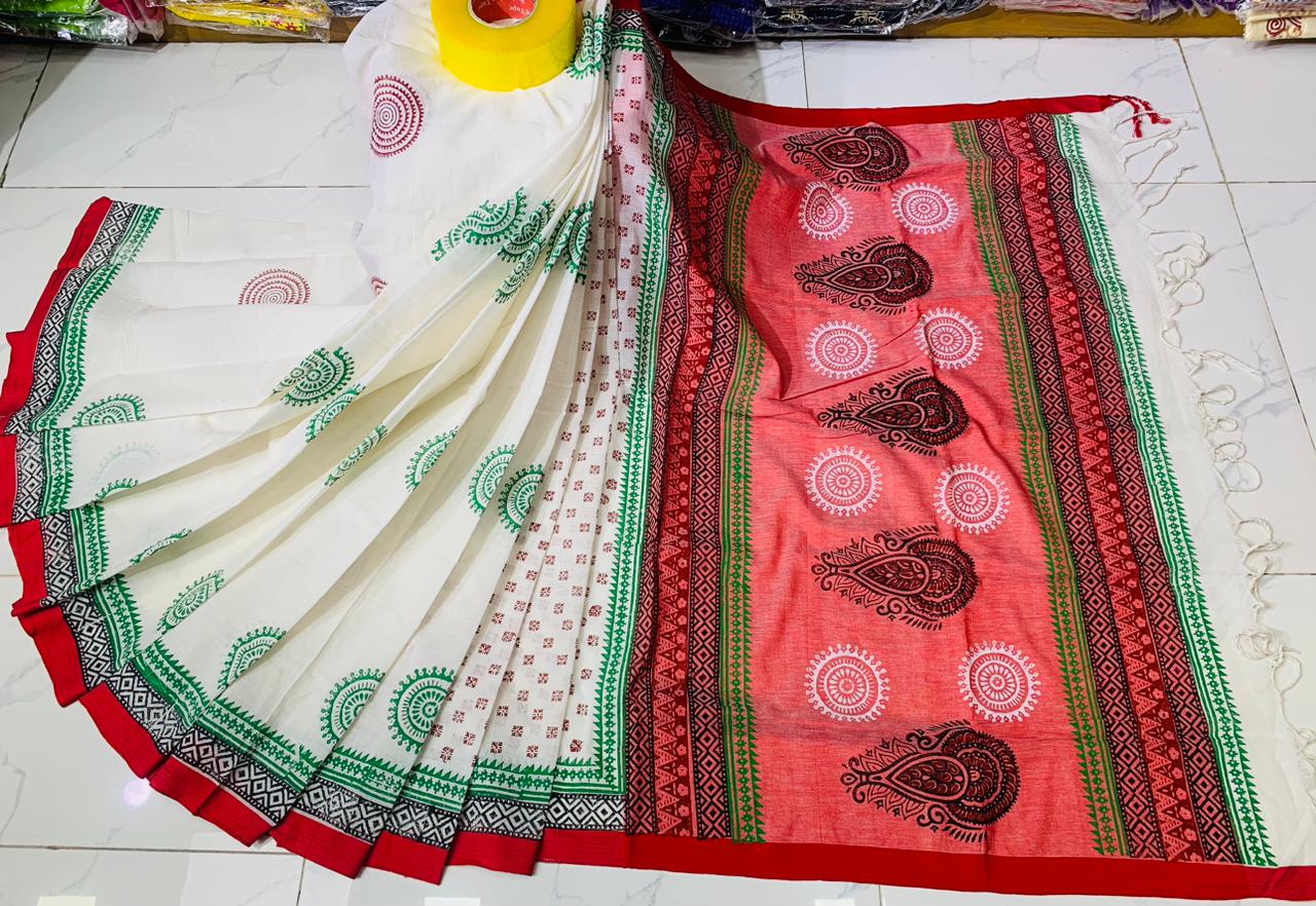 সুতি ব্লক প্রিন্ট শাড়ী ছবি 6