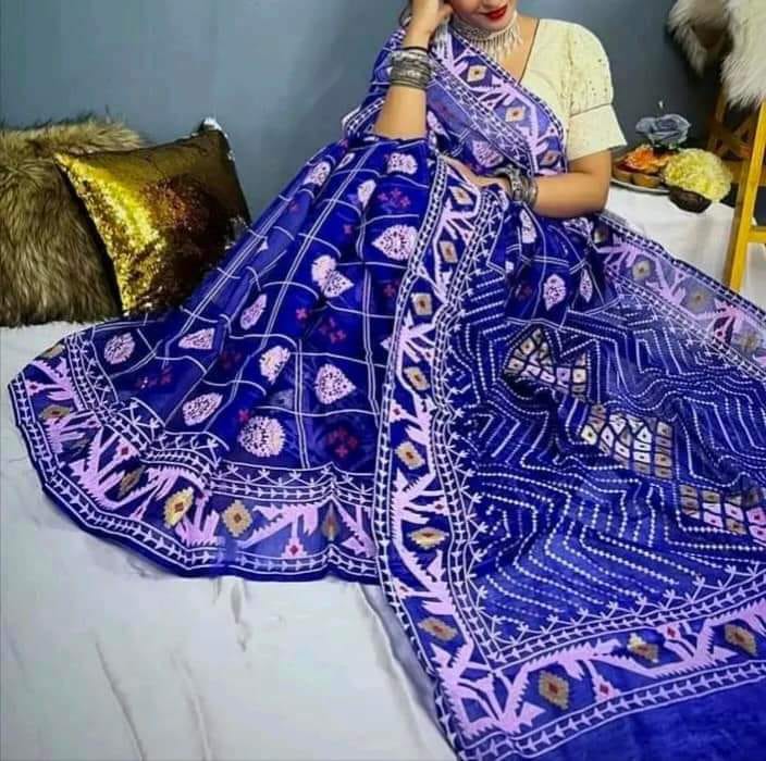 Half Silk Handprited Sarees ছবি 12