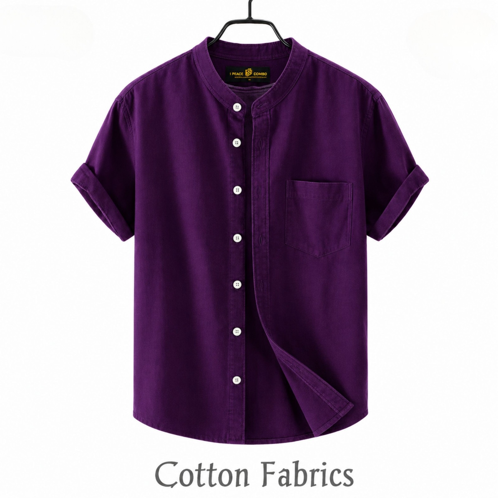 Premium Oxford Cotton Band Collar Short Sleeve Shirt ছবি 8
