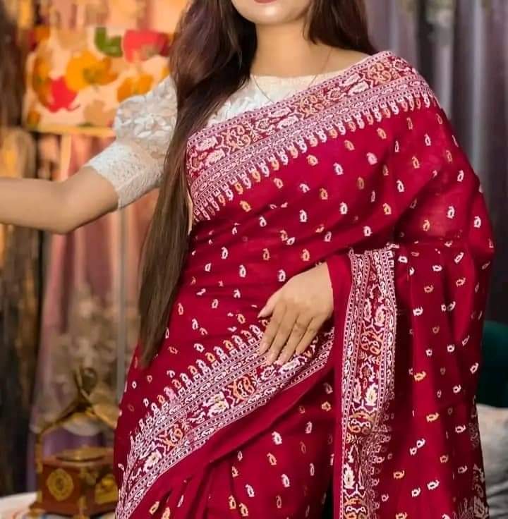 Half Silk Handprited Sarees ছবি 16