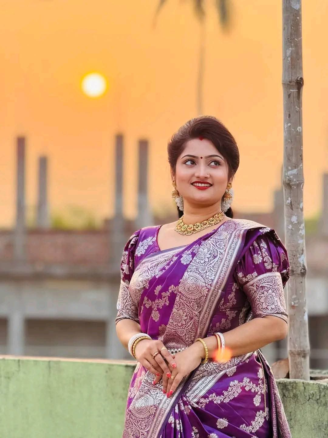 Indian soft katan sharee ছবি 8