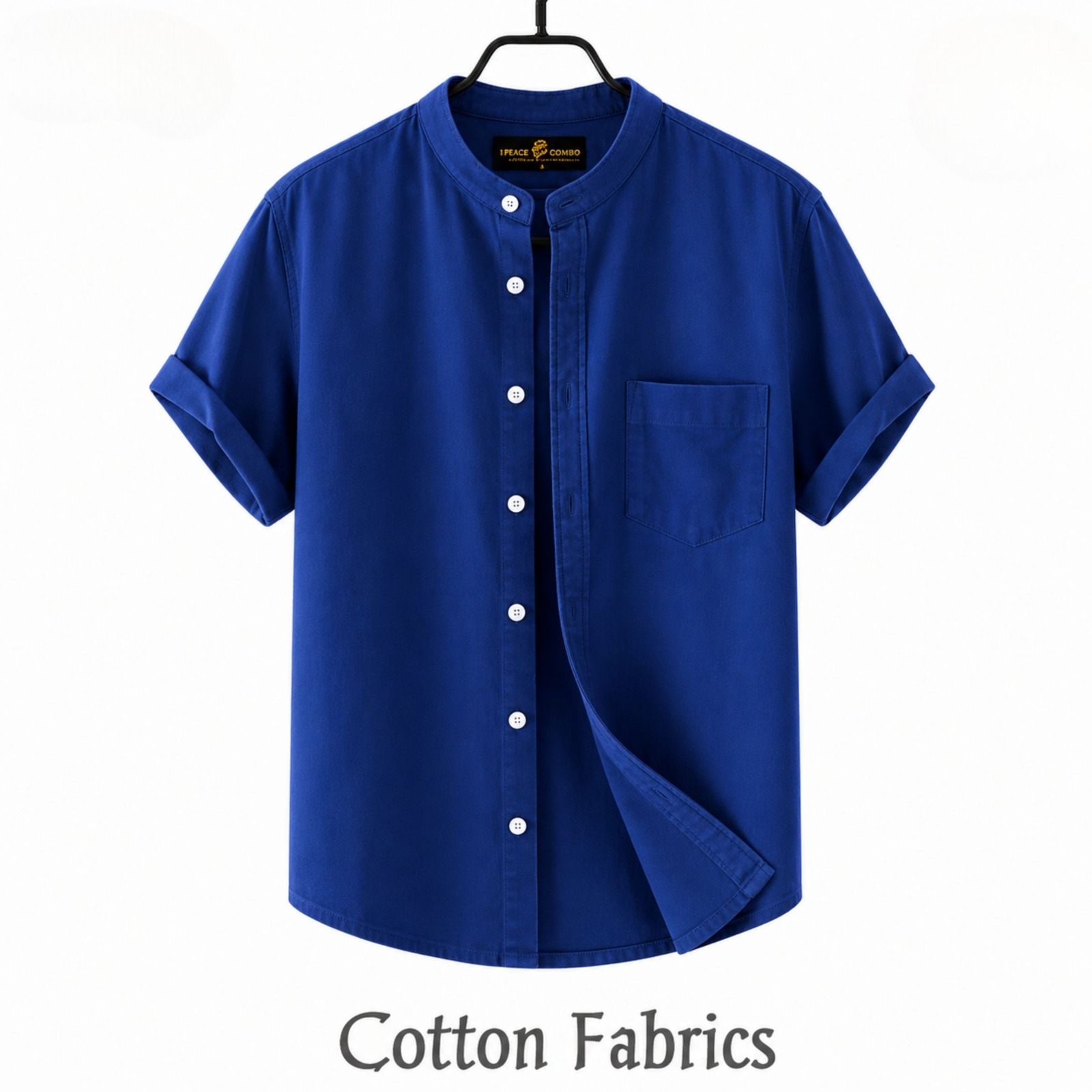 Premium Oxford Cotton Band Collar Short Sleeve Shirt ছবি 7