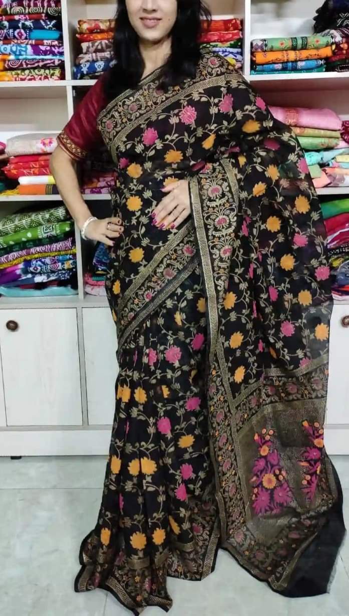 Half Silk Handprited Sarees ছবি 6