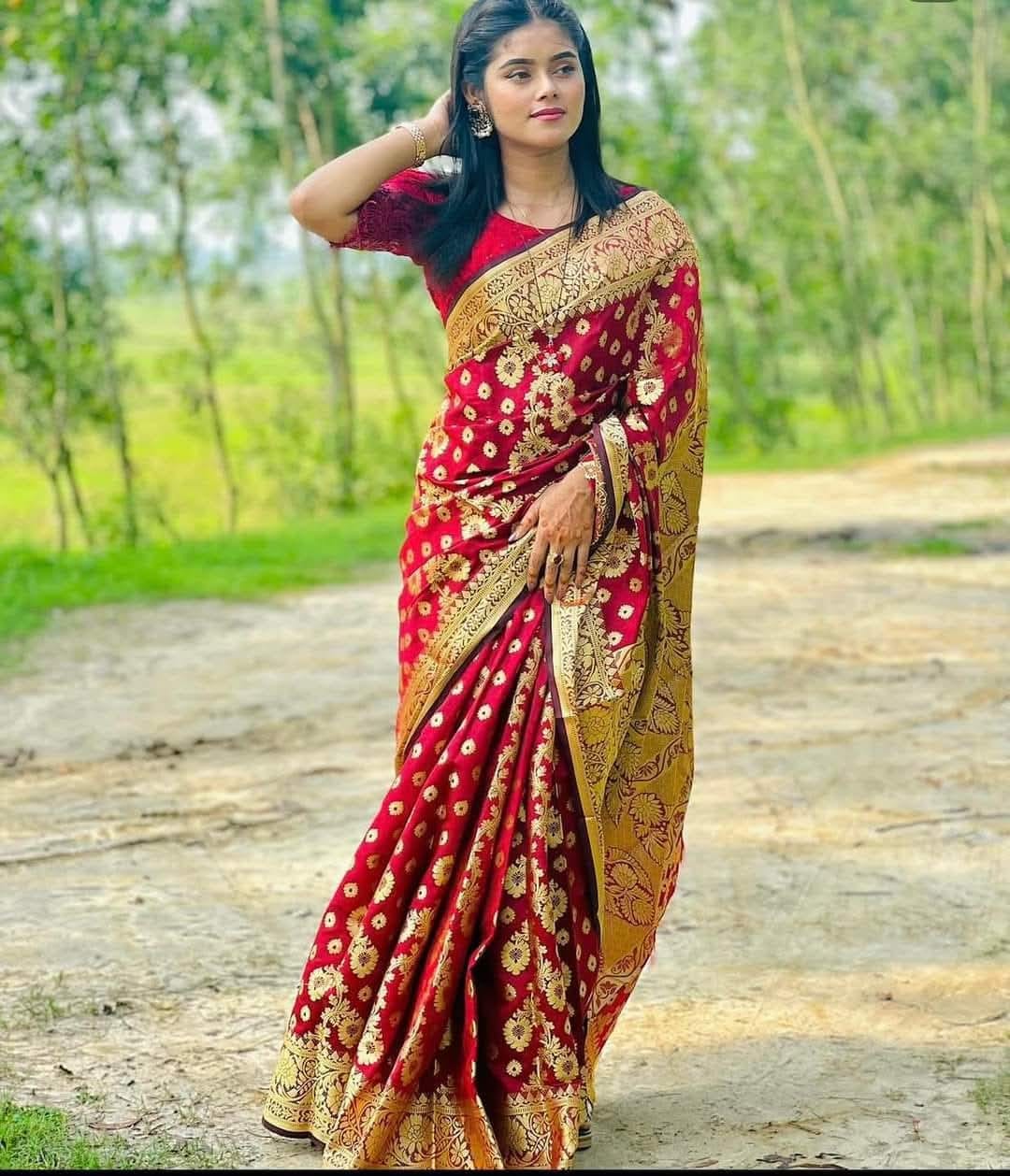 সিল্ক কাতান শাড়ি ছবি 9