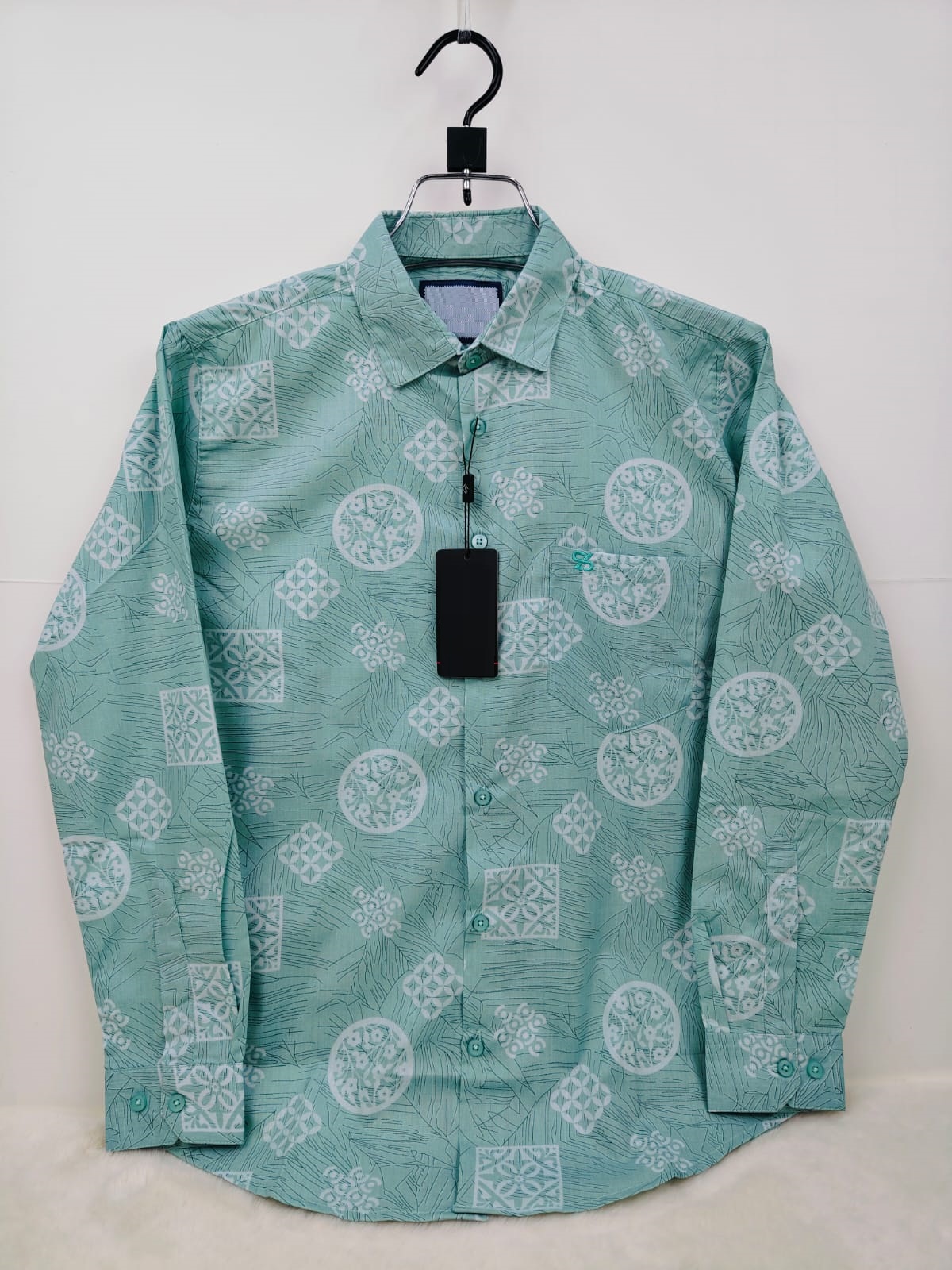 Pure Cotton full Sleeve Check & Print Shirt for Men's