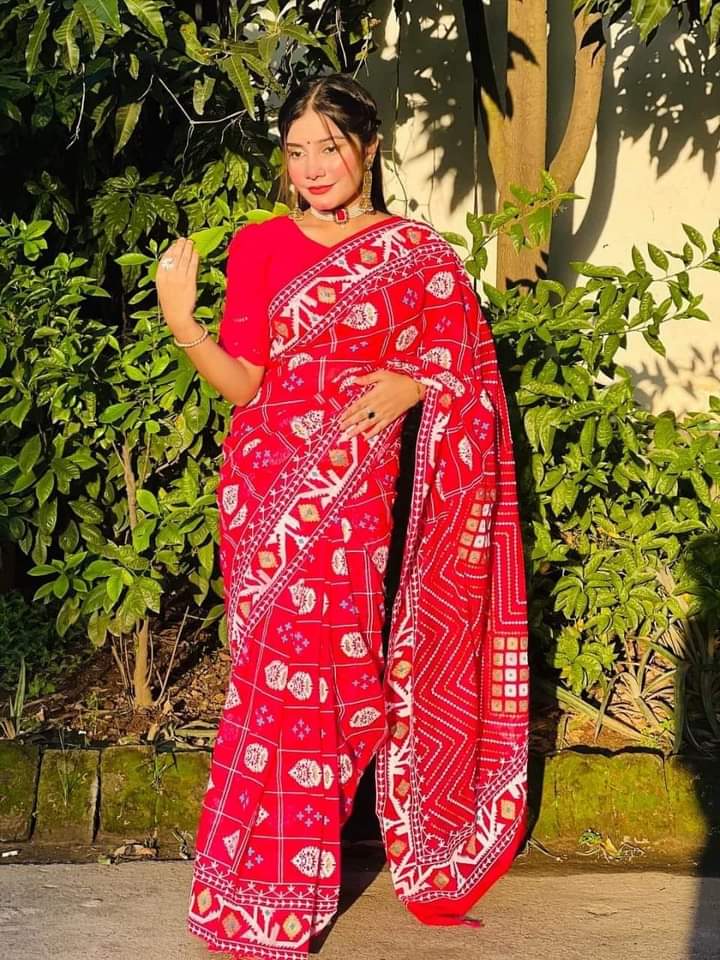 Half Silk Handprited Sarees ছবি 6
