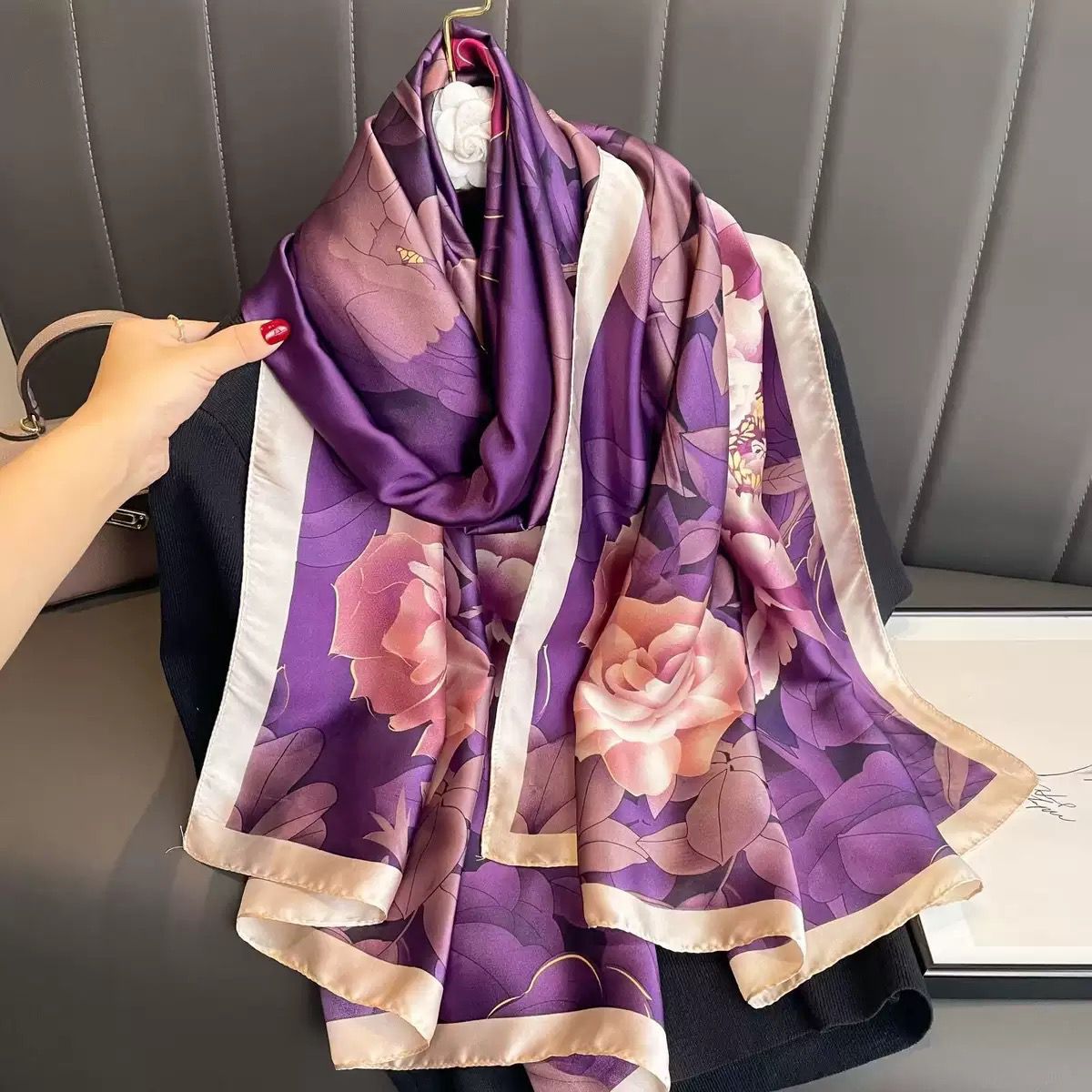 premium Luxury Satin Silk Scarf ছবি 13